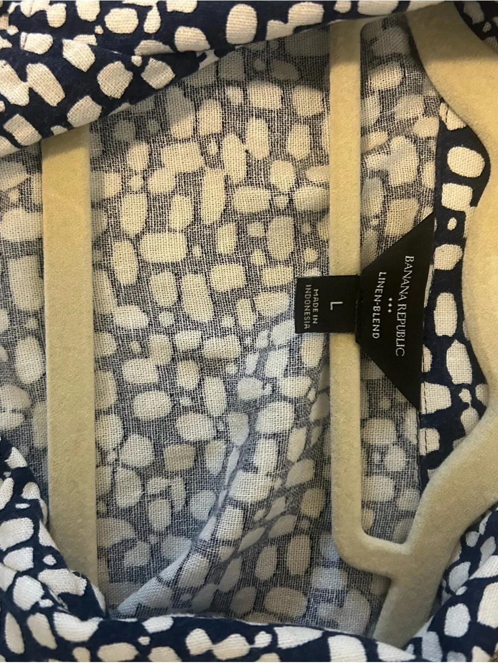 Banana Republic Navy & White Linen  2-Piece Cropped Wide-Leg Set Large